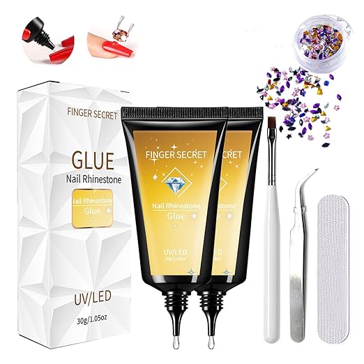 Nail Rhinestone Glue Set - Durable Nail Gem Adhesive,for Securing Nail Gems, Rhinestones & 3D Nail Charms, Long-Lasting Rhinestone Glue for Nails