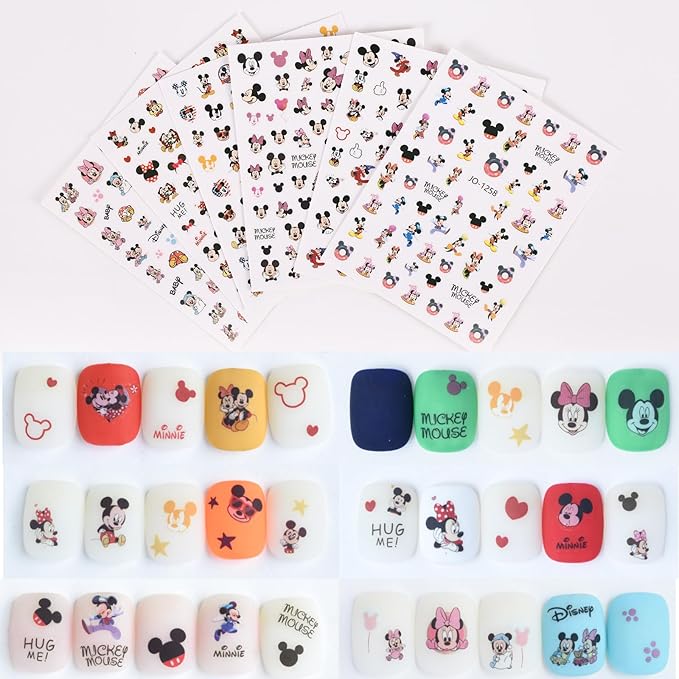 6Pieces 3D Mouse Nail Stickers Cute Kawaii Cartoon Nail Stikers Self-Adhesive Nail Decals for Women Girls Kids Nail Art Stickers