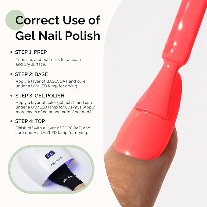 MelodySusie Hema Free Gel Nail Polish, 0.5 Fl Oz Thick Coral Pink Gel Polish, Non-Toxic, Long Lasting, Soak Off UV Nail Polish, Manicure Nail Design Salon DIY Nail Art at Home K1149