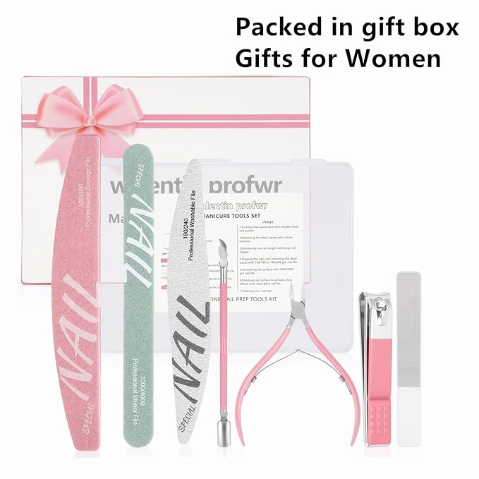 Gifts for Women Manicure Kit for Women Travel Nail Care Kit with Nail Clippers Cuticle Trimmer Cuticle Pusher Glass Nail Files and Buffers Nail Kit Pedicure Manicure Tools Cuticle Care Kit with Case