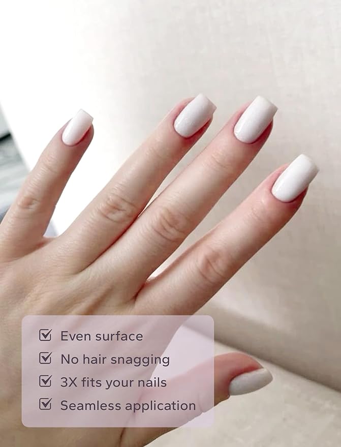 Nail Polish Strips – 32PCS UV Free Salon Quality Wraps, Long Lasting Gel Nail Stickers for Women (Ethereal White)