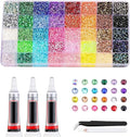 32000Pcs Resin Jelly Rhinestones for Bedazzling,3mm Multicolor Flatback Gems for Diamond Art Bedazzler Kit with 3Pcs 10ml Jewelry Glue for Nail Art Crafting Book Makeup (32000)