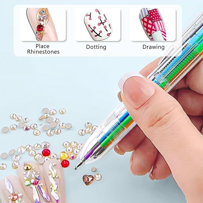 Nail Dotting Pen Nail Art 6 in 1 Dotting Tools in Ballpoint Pen Design Nail Art Kit, Nail Art Tip Dot Paint Manicure Kit, Stylus for Watercolor Paper, Tracing Paper-NAT259
