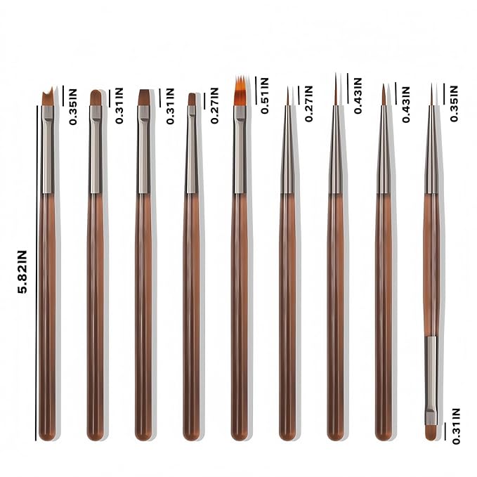 9-Piece Nail Art Brushes Set, Nail Design Tools Kit with Acrylic Nail Brush, Gel Brush, Nail Pen, Manicure Tools for Salon and Home Use, Suitable for Professionals and Beginners