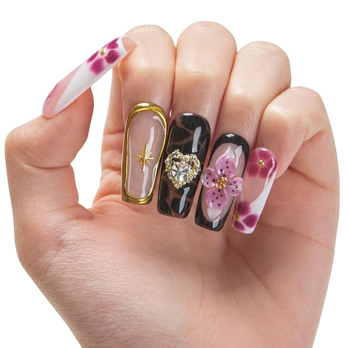 LOVFUL Short Press on Nails Bordeaux Kiss | Handmade Acrylic Press ons | Reusable Fake False Nails | Square Classic Regular 1.3in | H665-L