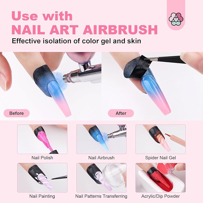 SAVILAND Nail Polish Protector for Fingers: 100PCS U V Protection U-Shaped Nail Protector Cuticle Protector for Nails Painting Peel Off Nails Tape for Airbrush Gel Polish Nail Art