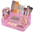 ANRUI Nail Drill Bit Holder, 28 Holes Plastic Nail Drill Machine & Bits Storage Case, Professional Nail Desk Organizer for Manicure Tools Gift for Women and Girls- Diamond Pink