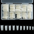 French Acrylic False Nail Tips, 500PCS Fake Nail Shape Artificial False Nails Tips 10 Sizes with Case for Nail Art Salons (Natural)