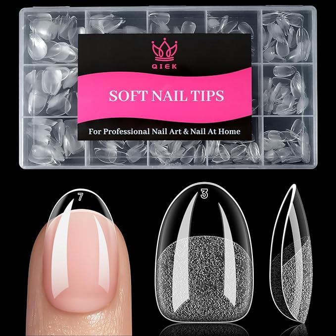 Short Oval Fake Nail Tips - 15 Sizes 240 PCS Clear Half Matte Press On False Nail Tips Pre-shaped Soft Full Cover Gel Nail Tips Extensions Thick Long Lasting for DIY Beginners & Salon Manicure
