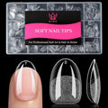 Short Oval Fake Nail Tips - 15 Sizes 240 PCS Clear Half Matte Press On False Nail Tips Pre-shaped Soft Full Cover Gel Nail Tips Extensions Thick Long Lasting for DIY Beginners & Salon Manicure