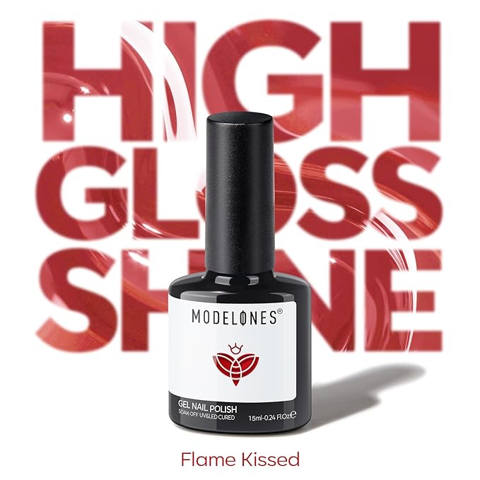 modelones Red Gel Nail Polish Nail Bright Ferrari Red Gel Polish Nails Soak Off LED Nail Art DIY Salon Manicure 15 ML