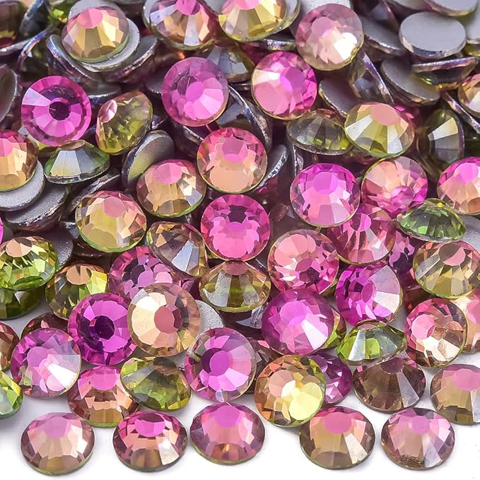 Blinginbox 1440Pieces SS6/1.9-2mm Flat Back Crystal Rhinestones Round Gems for Nail Art,Air Gold line Rose