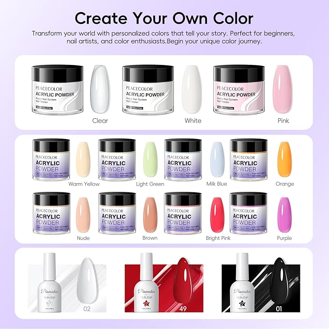 Acrylic Nail Kit for Beginners with Everything ,11 Colors Acrylic Powder Nails Kit Acrylics Set with Drill U V Light 3Pcs Gel Polish 24Pcs Glitter Powders Rhinstones Nail Art Extensions Home Gift Set