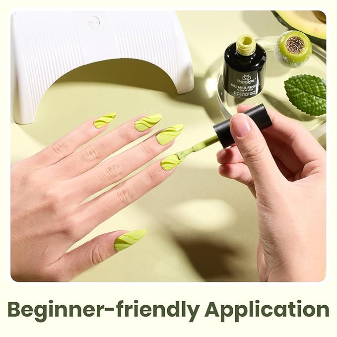 Beetles Green Gel Nail Polish - Fresh Pistachio 15ML/0.51Fl Oz, Light Green Gel Nail Polish, Neon Lime Color Soak Off UV LED Lamp Pastel Nails Art, Manicure Salon DIY Spring St Patricks Day Nails