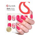 Curvlife Soft Gel Press on Nails with Scarlet Design Full Cover Fake Nails for Women Reusable Nail Kit with Nail Glue Adhesive Tabs