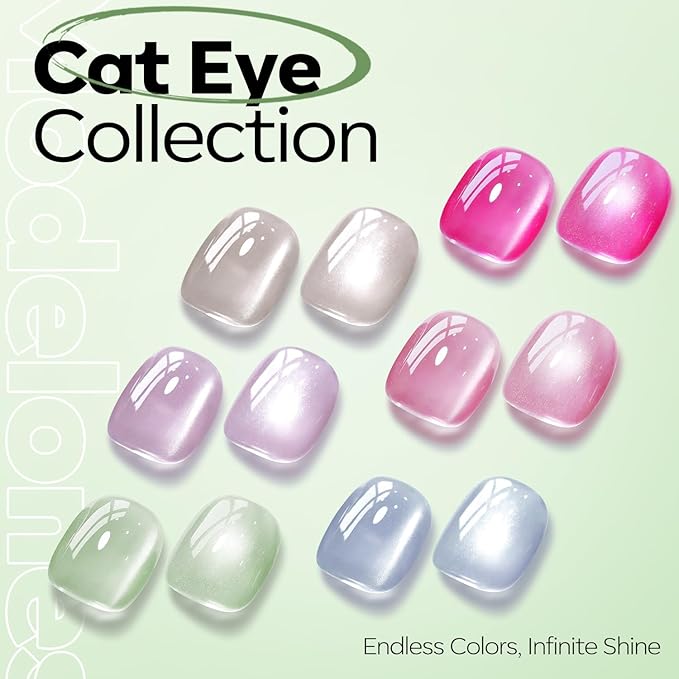 modelones Cat Eye Gel Nail Polish Green, Green Grapes Glitter Magnetic Nail Polish with Magnet Soak Off U V Winter Gel Polish Shimmer Nail Art Manicure Salon DIY