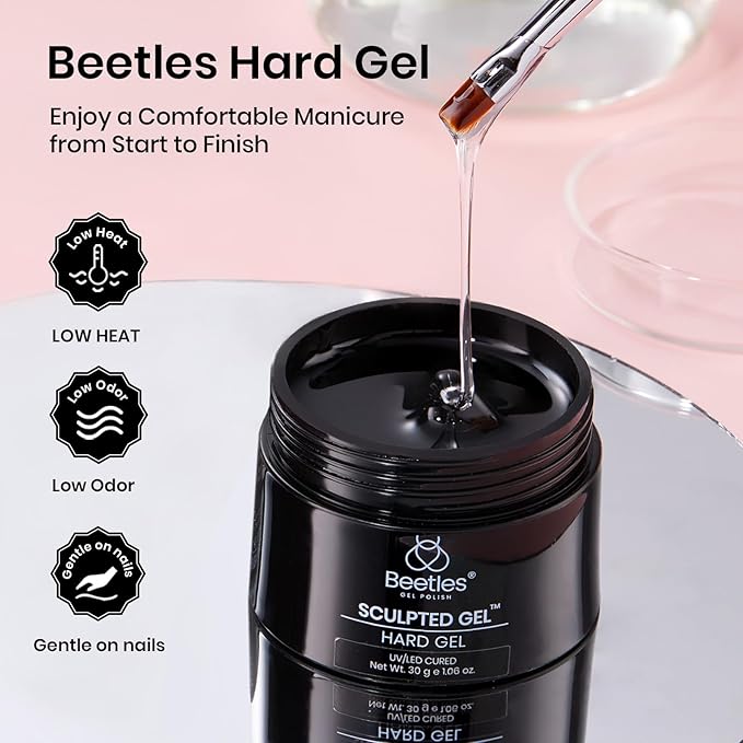 Beetles Low Heat Hard Gel-Mint Sheer Clear 1 oz 9 in 1 Nail Extension Sculpting Building Apex for Salon Professionals, Clear Builder Nail Gel, UV & LED Lamp Cured Needed