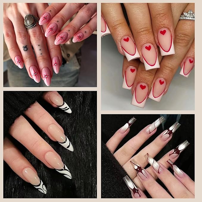 Laza Nail Art Brushes, 5pcs Nail Art Liner Brushes for UV Gel Polish, Painting Art Design Brush for Long Lines, Thin Details, Fine Drawing Sizes 6/9/12/15/18mm for Manicure DIY Nail Design