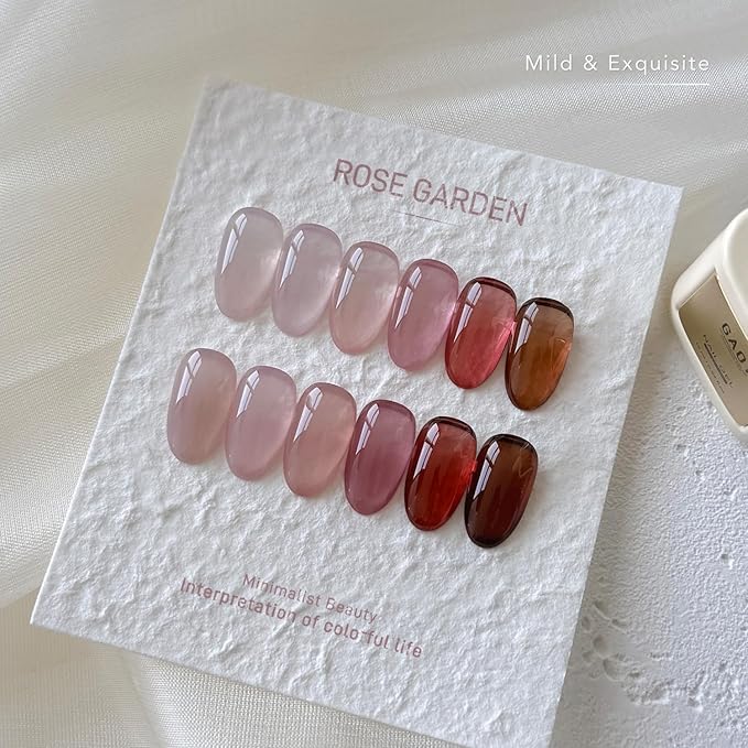 GAOY 16ml 6 Colors Jelly Gel Nail Polish, Nude Red Pink Brown Transparent Sheer Gel Polish Kit for Salon Manicure and Nail Art DIY at Home, Rose Garden