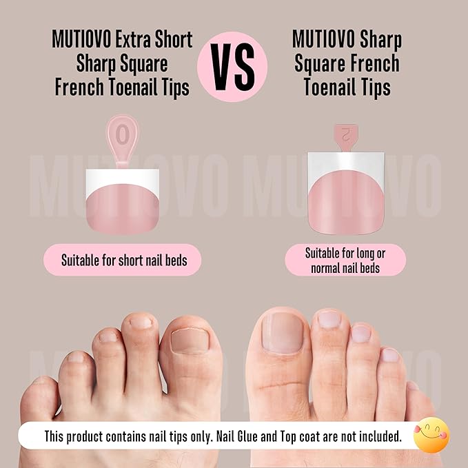 Extra Short Toe Nail White French Tip BABY PINK,Soft Gel False Toenail Extension Kit,Thick Sharp Square Press On,Need Builder Gel & Apply Top Coat, No Glue included,for DIY x16 Sizes 224 pcs
