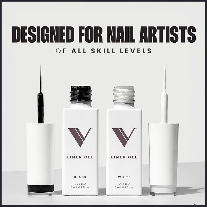 V Beauty Pure Black and White Liner Gel Polish - Black and White Gel Liner Nail Polish