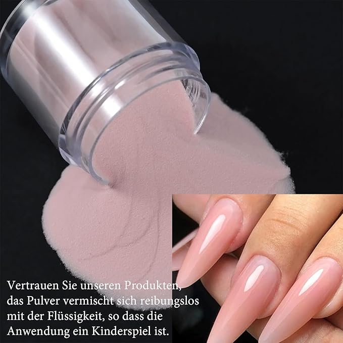 6Colors/Set Acrylic Powder Glitters Professional Carving Nail Polymer Tip Extension French Pink White Clear Adhesive Rhinestone Nail Art Supplies 3D Tips Sculpting Crystal Nail Dipping