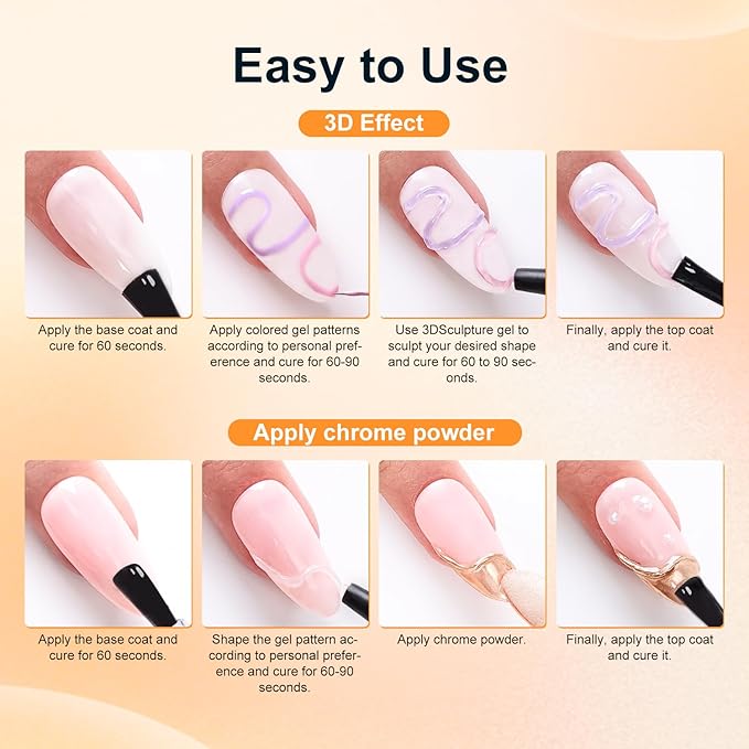 JODSONE Clear 3D Gel Nail Art - 15g No Wipe Crystal Clear Sculpting Gel for DIY 3D Nail Art Design, Texture Molding & Rhinestone Decoration