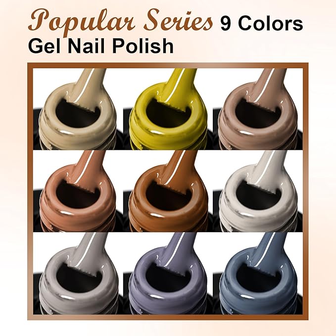 MEET ACROSS 9 Colors Gel Nail Polish + 3PCS Function Gel Nail Polish Kit,Fashion Nail Art Set Design Gifts for Women Manicure Salon (SET5, 12pcs)