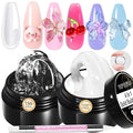 Clear and White Solid Builder Gel for Nails- Non-Stick Hand 3D Sculpting Extension Gel for Nail Art Carving Sculpting Patterns Nail Art Decoration DIY, 30g