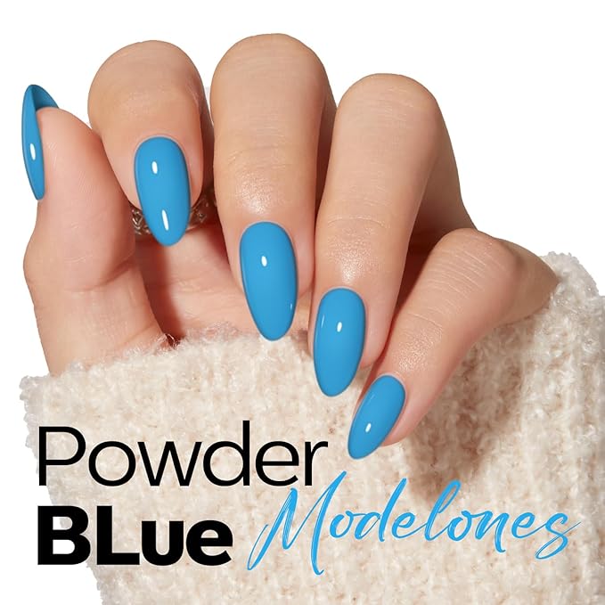 modelones Sky Blue Gel Nail Polish Powder Blue Gel Polish Soak Off Pastel Nail Polish Gel Nail Art Salon Manicure 15 ML