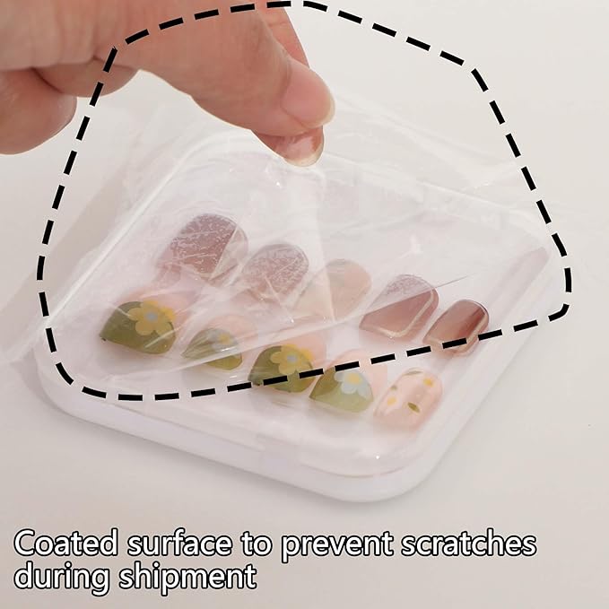 30 Pcs Press On Nail Storage Box Container False Nail Organizer Acrylic Display Case with a Large Stackable All-In-One Box and 120 Pcs Double Sided Adhesive Nail Display Tape (White)
