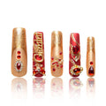 LOVFUL Press on Nails Gemini| Handmade with Full Covered Crystals| Reusable Fake Nails| Square Mid length 1.7in| H253-M