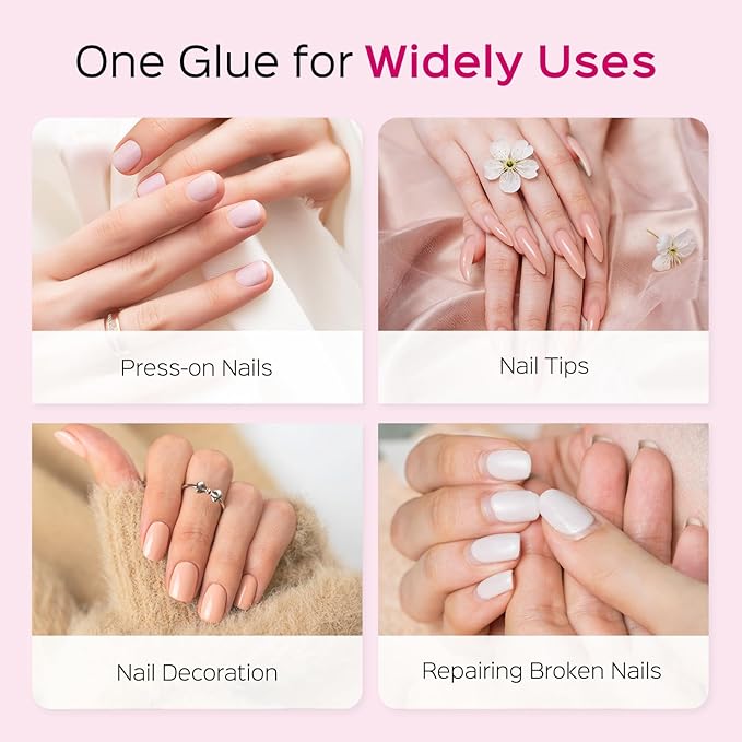 28ml Brush On Nail Glue for Press On, Acrylic Nails - Super Strong, Durable & Long-Lasting, Mess Free, Travel Friendly, 0.92 oz(4PCS)