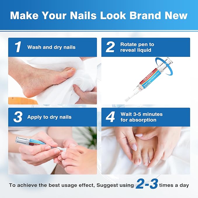 Toenail Fungus Treatment Extra Strength - DR.RAPID Toenail Fungus Treatment Pen with 25% Undecylenic Acid & Tolnaftate, Ideal for Nail Repair for Damaged Nails Toenail Fungus 5ml/0.18FLOZ 3Pcs