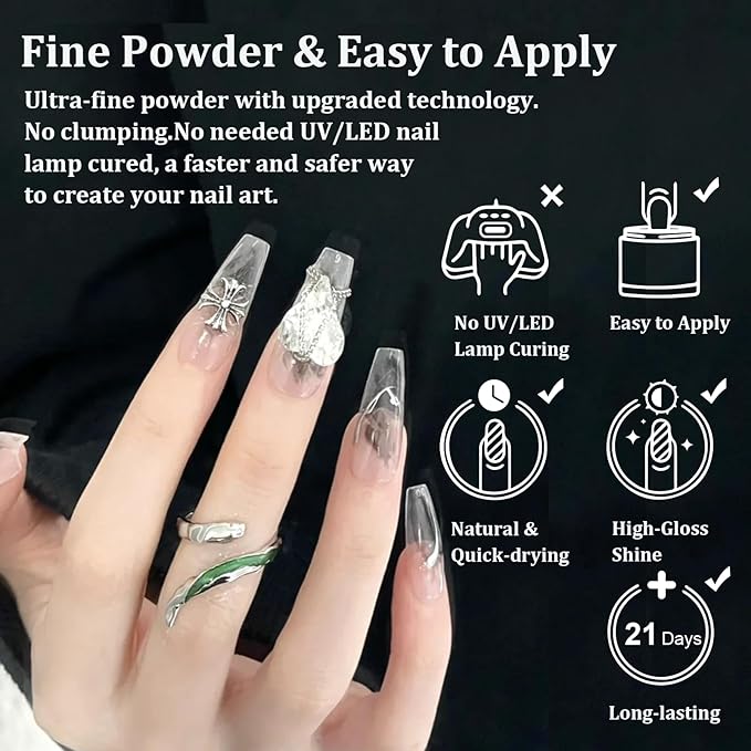 Dip Powder Clear Color 1 Oz/28g Nail Dipping Powder French Nails Art Starter Manicure DIY Salon Home Gift for Women,No Need Nail Lamp Cured
