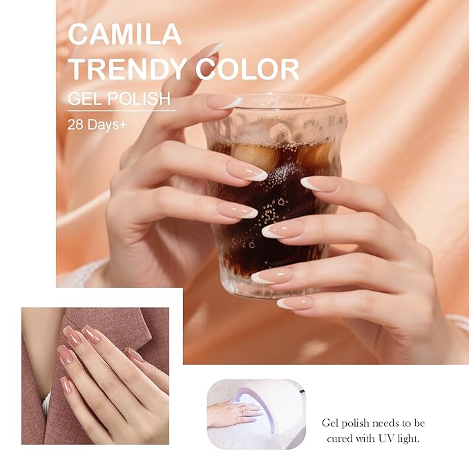 CAMILA ¿ 6pcs 15ml Hema Free Tpo Free Gel Polish Set Jelly Pink Gel Nail Polish Kit Soak Off Gel Polish Manicure Salon For Women J Set