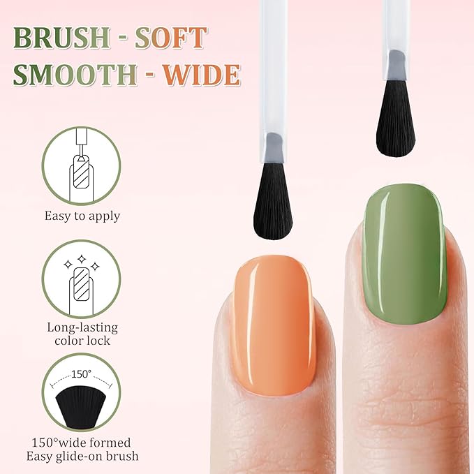 Nude Nail Polish Set, Quick Dry Fingernail Polish 6 Classic Nude Colors Collection, Nude Pink, No UV Light Needed, Long Lasting for Nail Art Design at Home DIY