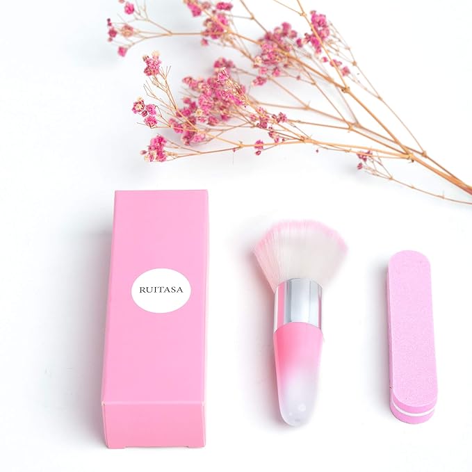 Soft Nail Art Dust Remover Powder Brush Cleaner For Acrylic & UV Nail Gel (pink)