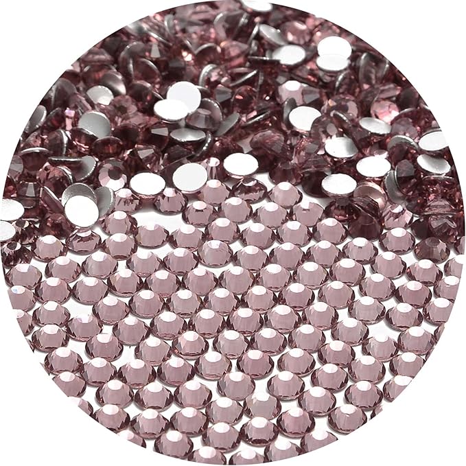 NCB 3000pcs Flatback Round Glass Nail Art Rhinestones Crystal for DIY Making Accessories Shoes, Clothes, Face Art, Bags, Manicure (Lt. Amethyst, SS6 3000pcs)