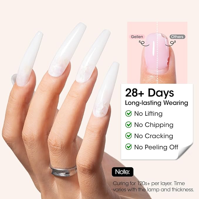 GELLEN Builder Gel for Nails - 4 Colors Red Black Pink Milky Jelly White Nail Extension 10 In 1 Hard Gel Sculpting Apex Building Salon at Home for Beginner & Professional, UV & LED Lamp Cured