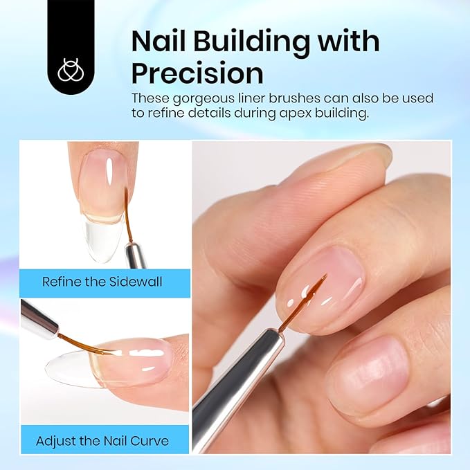 Beetles Nail Art Brushes, 5pcs Nail Art Liner Brushes Set Painting Liner Nail Dotting Tool for Long Lines, Details, Fine Drawing Sizes 7/11/15/20/25mm Gift for Women