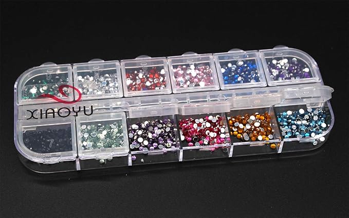 Xiaoyu 5 Boxes Nail Art Rhinestones Kit Nail Rhinestones Multicolor Nail Studs Horse Eye Rhinestones for Nail Art Decorations Supplies with 1PC Tweezers, 2PCS Wax Pencils, D