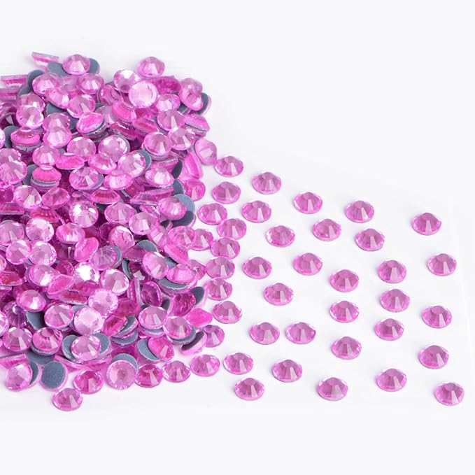 2880 Pieces SS10 Lt. Rose Hotfix Rhinestones Flatback Round Crystal Glass Rhinestones Gems for Crafts Nail Face Art Clothes Shoes Bags DIY