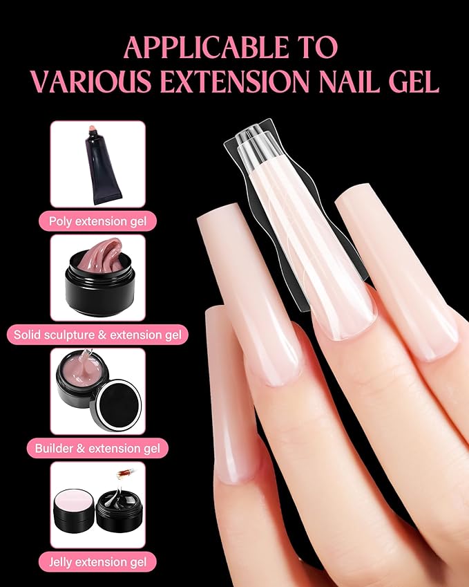 Sandwich Nail Dual Form Kit - 360 PCS Coffin & Almond Dual Forms for Nail Extensions, 15 Sizes, Reusable Plastic Forms for Polygel, Acrylic, Builder Gel - Perfect for DIY & Salon Use