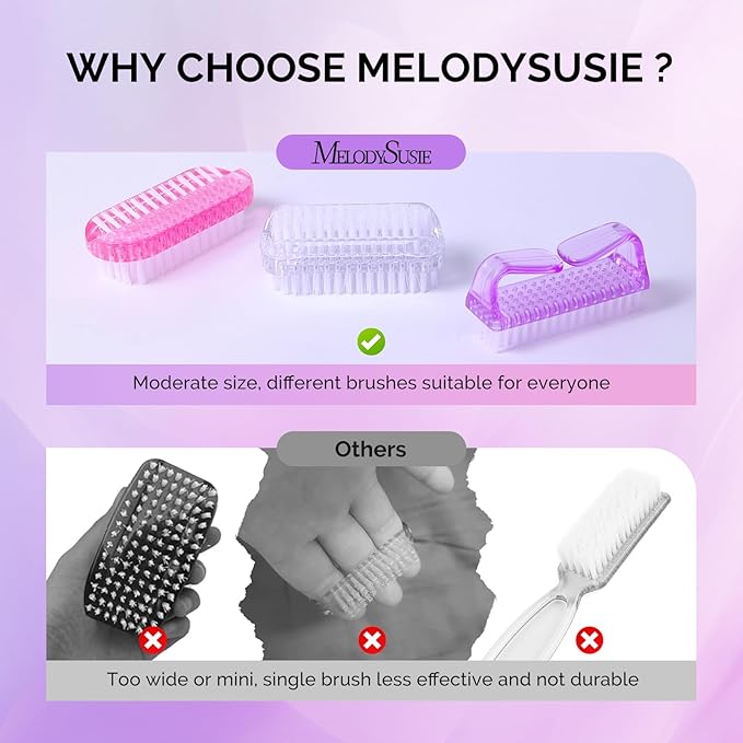 Melodysusie All in One Nail Brush Set, 3 Pack Nail Brushes for Cleaning Fingernails, Nail Dust Brush and Cleaner Scrubbing Set Manicure Pedicure Tools for Men and Women