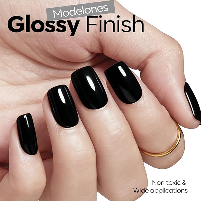 modelones Black Gel Polish Black Gel Nail Polish Soak Off Pastel U V Color Base Gel Nail Polish High Glossy No Peel Thickening Nail Manicure 15 ML
