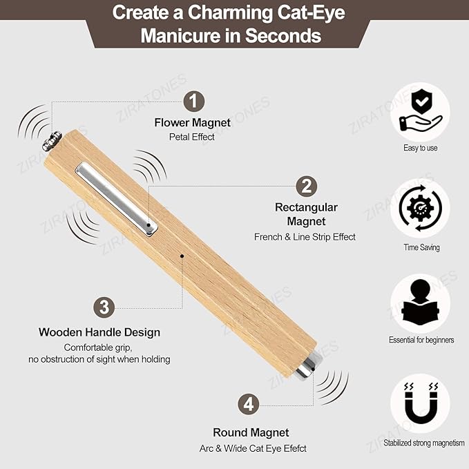 3 in 1 Nail Magnet with Heart Shaped Cat-Eye Tool, Multifunctional Cat Eye Gel Nail Polish Magnet Pen, 3D Magnetic Nail Polish Stick for Home DIY, Salon, Studio, Nail Art Design Tools