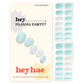 Heyhae Semi Cured Gel Nail Strips | No LED Lamp Needed | Summer, Solid, Blue | Easy Apply & Remove, Salon Quality | Includes 28 Strips, 1 Prep Pads, Nail File & Wooden stick - Hey, Pajama Party?