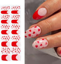 Semi Cured Gel Nail Strips (Red Love), French Heart, 20 Pcs Gel Nail Wraps, Stickers, UV Light Required, Salon Quality, Long Lasting, Valentines Day Gift for Women Girls DIY Manicure