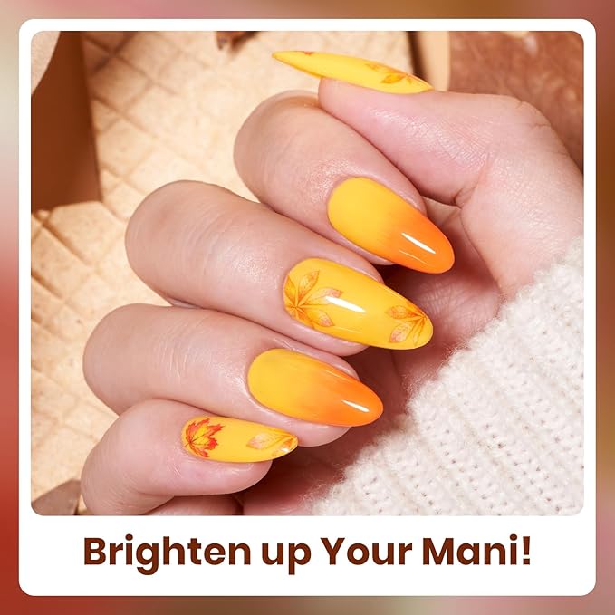 Beetles Gel Nail Polish Set - 6 Colors Burgundy Red Orange Yellow Brown Gel Polish Kit for Nails, Autumn Leaves Soak Off UV LED Nail Gel Manicure at Home Gifts for Women